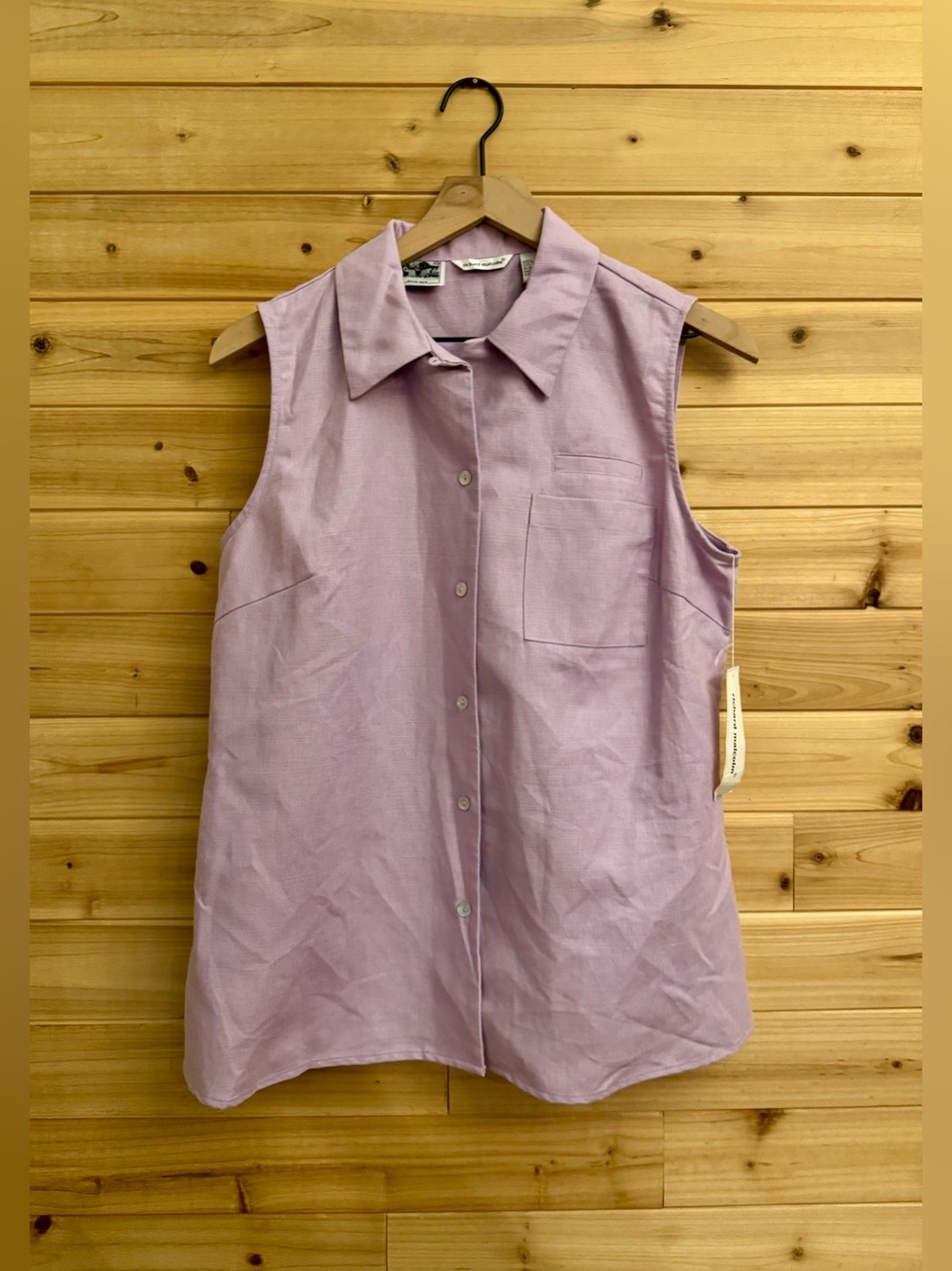 VNTG NWT Richard Malcolm Large Lilac Purple Irish Linen Collared Tank Deadstock
